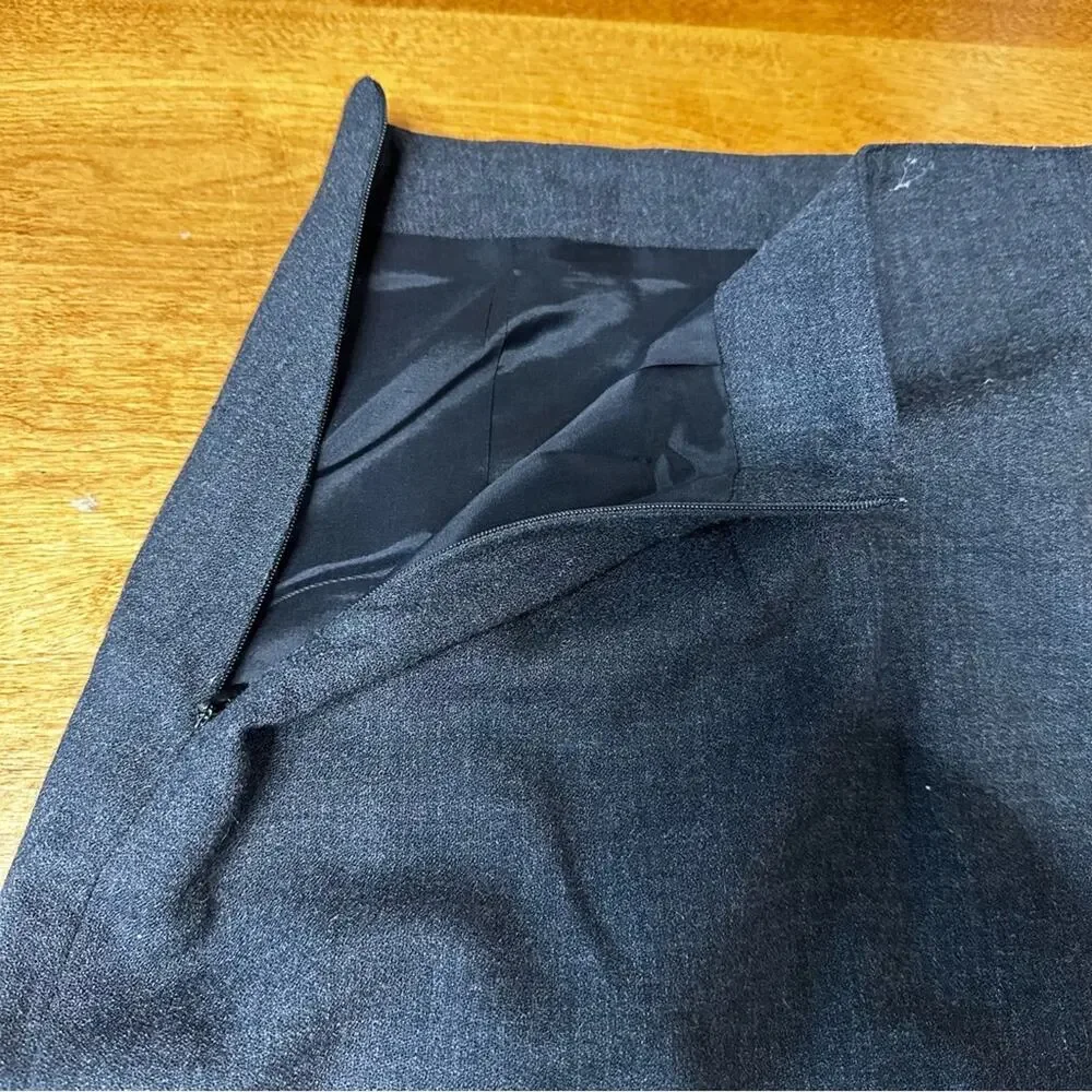 Vintage 90s Gianni Wool Pencil Skirt Gray Office Side Slit Lined Made in‎ USA 6